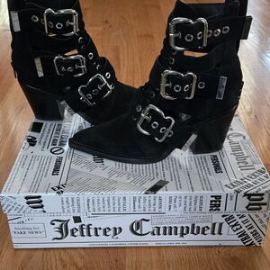 Jeffrey Campbell Black Buckle Ankle Boots